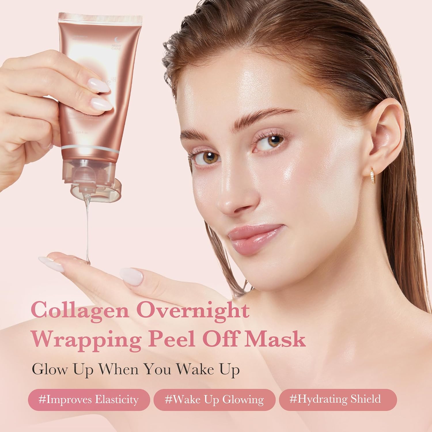 Medicube Collagen Overnight Wrapping Peel Off Facial Mask Pack - Elasticity & Hydration Care, Reduces Sagging & Dullness - Hydrolyzed Collagen For Glowing Skin - Korean Skin Care, 2.53 fl.oz - Dermalove