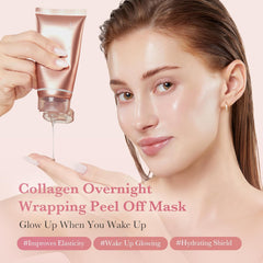 Medicube Collagen Overnight Wrapping Peel Off Facial Mask Pack - Elasticity & Hydration Care, Reduces Sagging & Dullness - Hydrolyzed Collagen For Glowing Skin - Korean Skin Care, 2.53 fl.oz - Dermalove