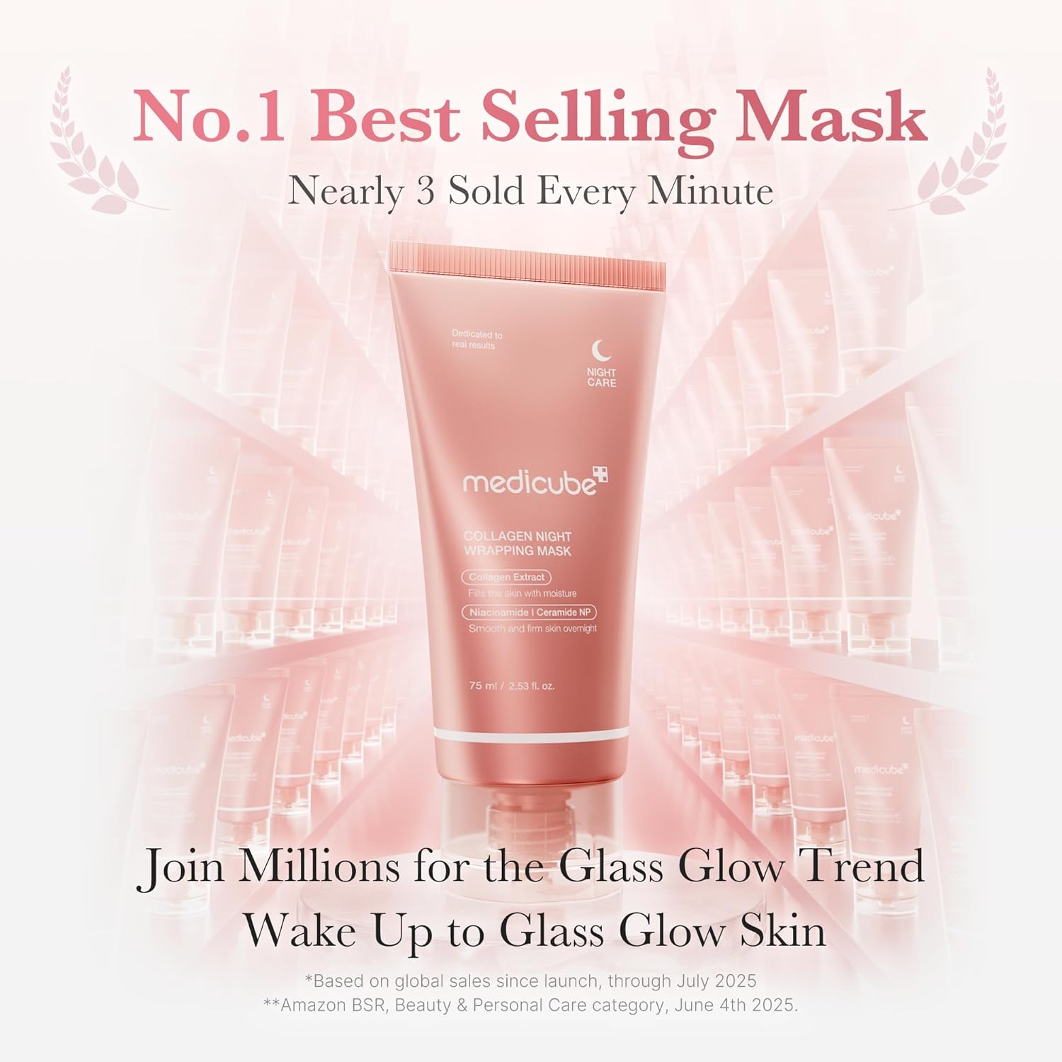 Medicube Collagen Overnight Wrapping Peel Off Facial Mask Pack - Elasticity & Hydration Care, Reduces Sagging & Dullness - Hydrolyzed Collagen For Glowing Skin - Korean Skin Care, 2.53 fl.oz - Dermalove
